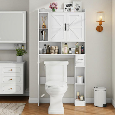Over The Toilet Storage Cabinet with 2 Barn Doors