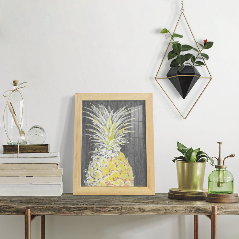 Vibrant Pineapple Splendor I, reproduction d'art encadrée, H 11 po x l 9 po x P 1 po, Naturel
