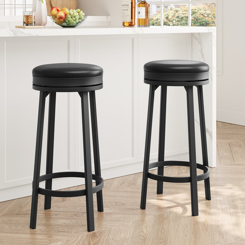 Swivel Bar Stool, Black, 2