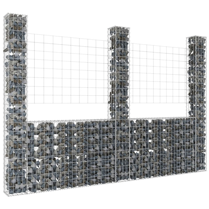 U-shape Gabion Basket with 3 Posts Iron, 200cm H x 260cm W x 20cm D