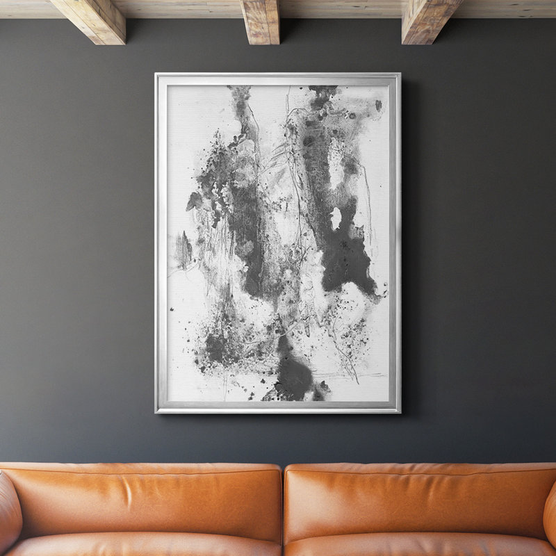 Graphite abstrait III, reproduction encadrée de qualité supérieure - prête à être accrochée, H 36,5 po x l 26,5 po x P 1 po