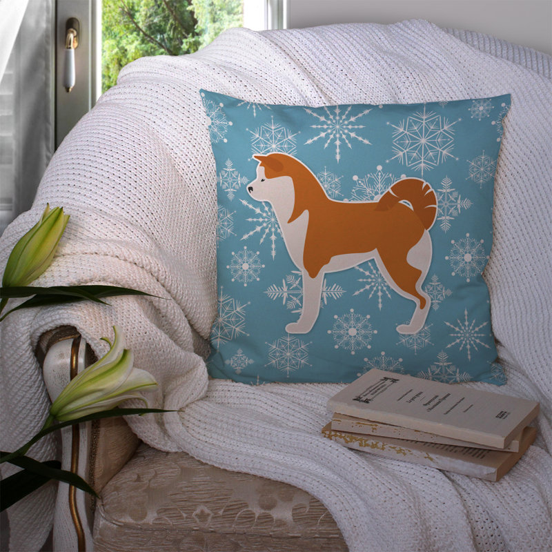 Coussin intérieur/extérieur en flocons d’hiver, H 14 po x l 14 po x P 3 po