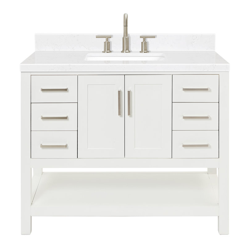ARIEL Magnolia 42 Single Bathroom Vanity with Top, White, Rectangular