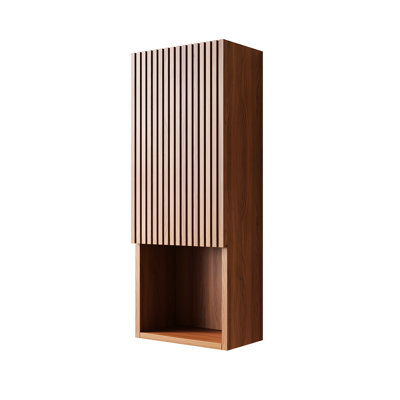 Armoire de rangement murale étroite de 35,93 pouces de hauteur, finition chêne brun, avec porte et tablettes, idéale pour les petits espaces dans la salle de bain, la lessive, imperméable, paquet plat avec pouces de guidage