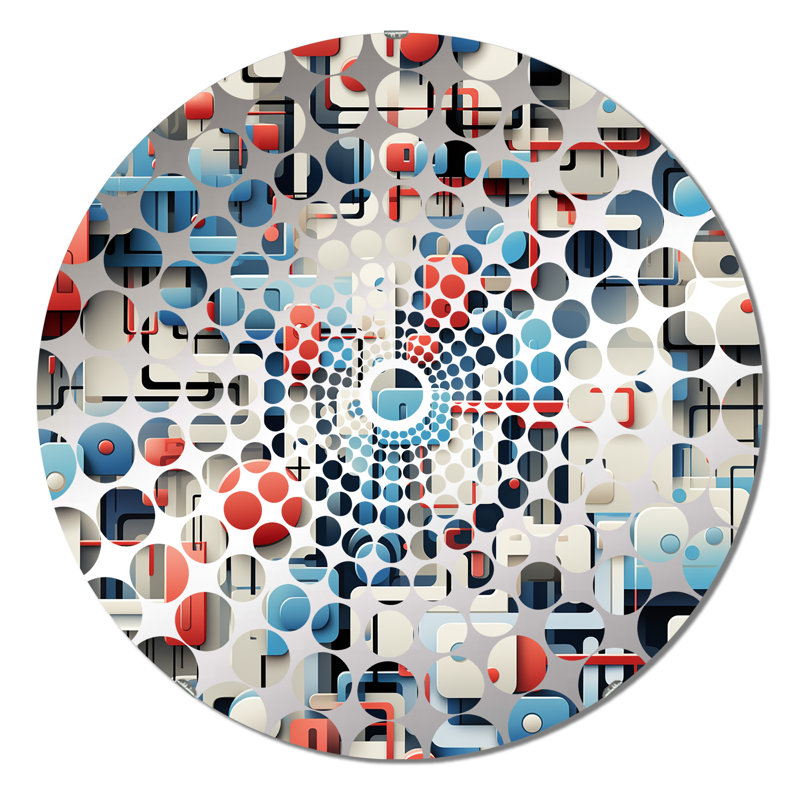 Motif bleu Metropolis Matrix - Miroir décoratif à cercles concentriques, 31,4 po x 31,4 po