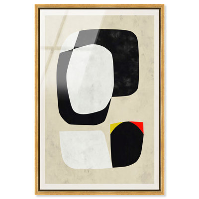 Estampe acrylique encadrée « Équilibre cinétique », style bohème minimaliste, par Art Remedy, cadre doré, 30 x 45