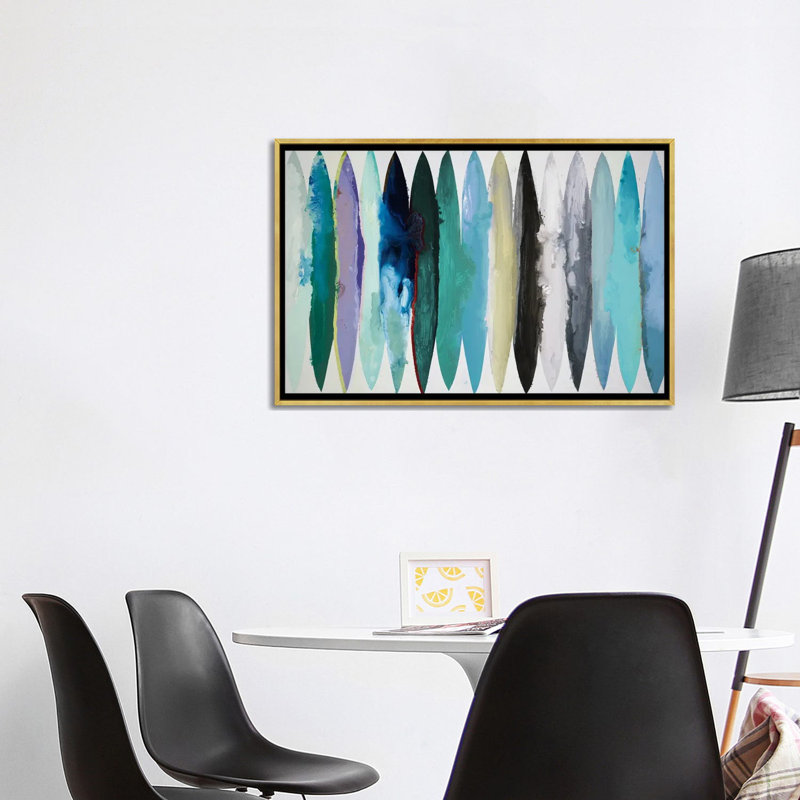 «Even Flow - Cool Colors» par Randy Hibberd, H 26 po x l 40 po, Cadre flottant noir