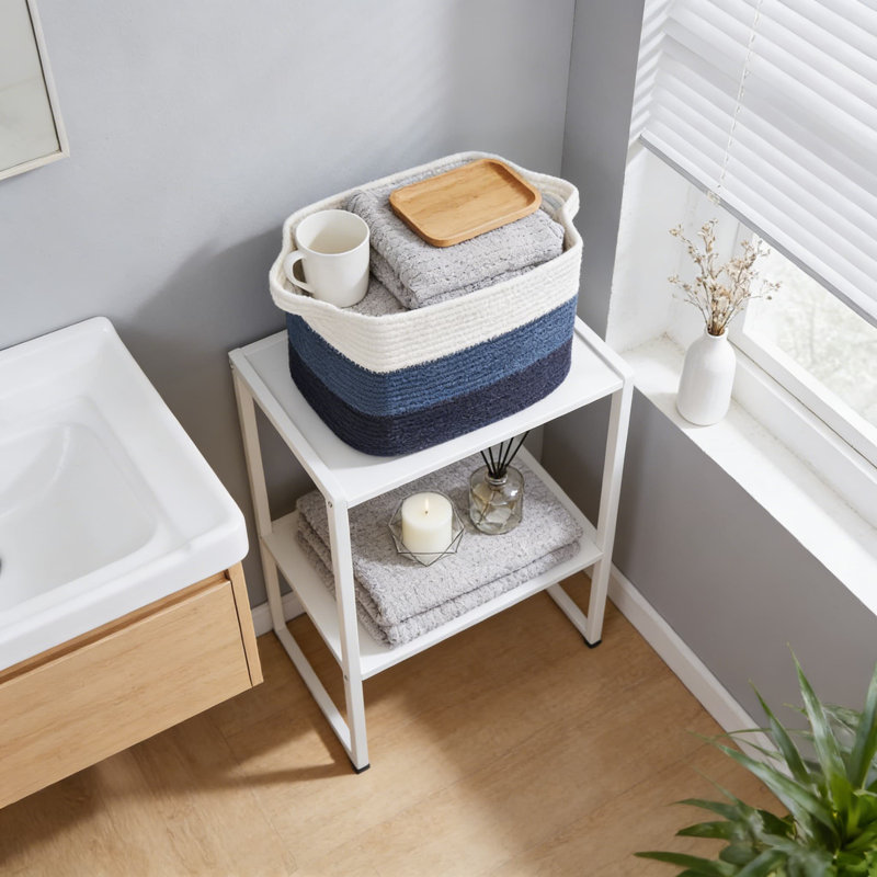 Ensemble de panier de rangement en corde de coton tissé, organisateur pliable fait à la main pour la salle de bain, le salon, la chambre de bébé et le rangement des jouets