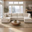 1 ensemble de canapé modulaire en bois avec revêtement en tissu Snowin, couleur blanc pâle, canapé modulaire Cloud MCS-01, pieds de canapé Cloud-137365019-137364998