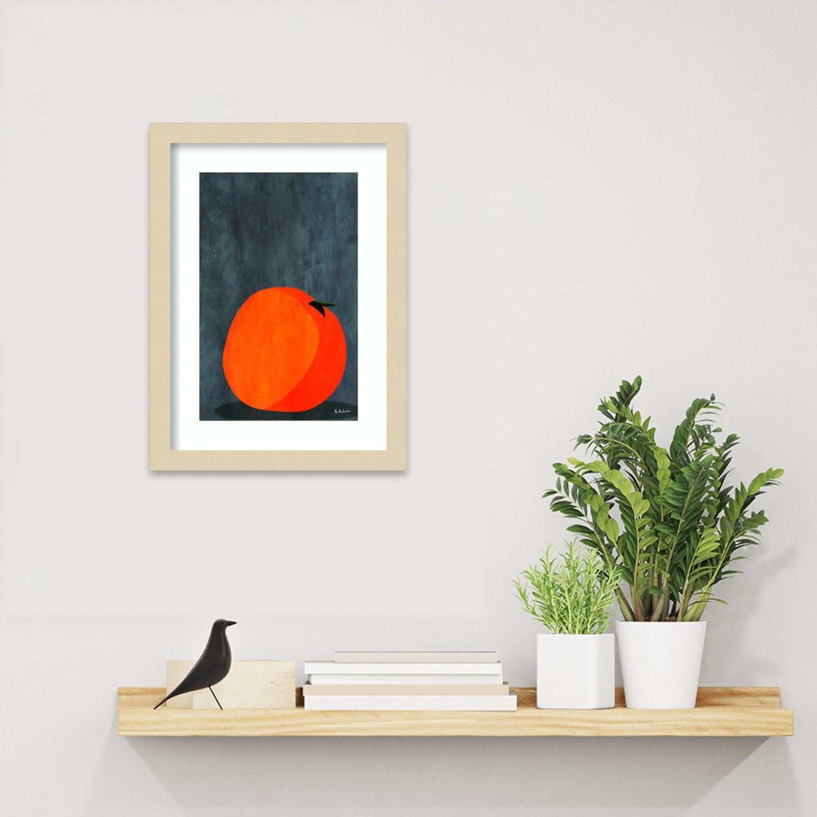 Calmly Sleeping Apple Print, Brown, 15" H x 11" W