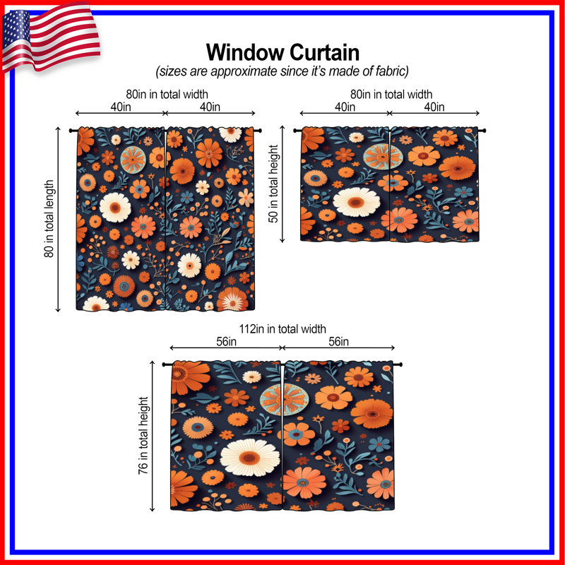 Motif de rideaux de fenêtre à motif floral transparent et obscurcissant - 2 panneaux, 40 po x 50 po - 2 panneaux, Transparent