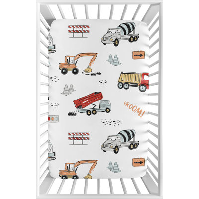 Construction Truck Mini Fitted Crib Sheet