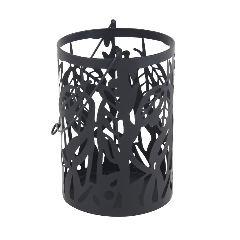 14'' H Metal Tabletop Lantern, Black