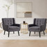 Tufted Upholstered Wide Back Armchair(Set of 2)