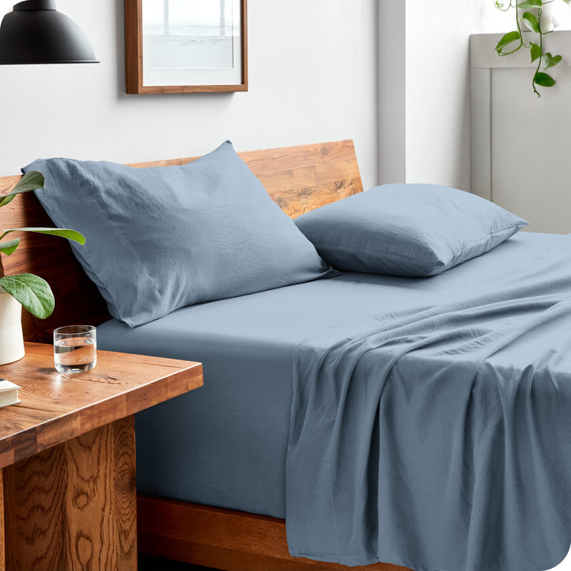 Dusty Blue Twin Sandwashed Microfiber Deep Pocket Sheet Set