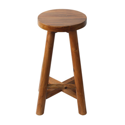 Solid Teak Wood Barstool by Millwood Pines
