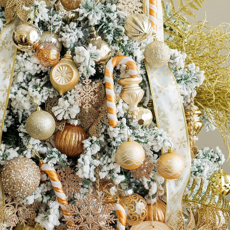 Boules de Noël champagne or pour décoration d'arbre de fête