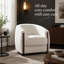 Fauteuil d'appoint moderne incurvé en forme de tonneau avec panneaux latéraux verticaux en bois massif, fauteuil rembourré en polaire douce avec coussin d'assise amovible, fauteuil lounge ergonomique-1923829874