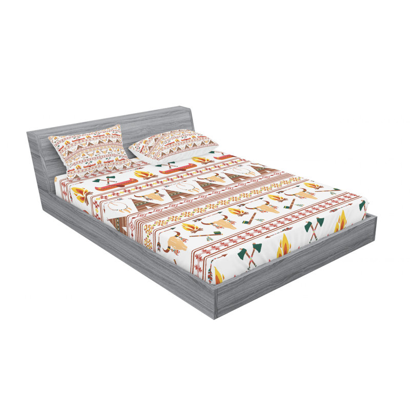 Microfiber Floral Sheet Set, Queen Sheet Set with Fitted Sheet, Abstract