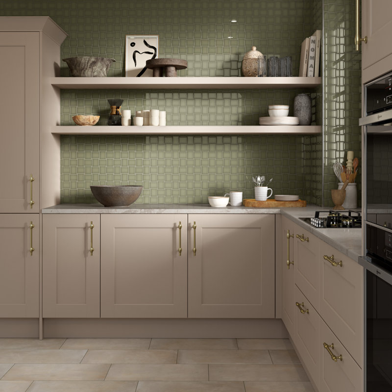 Hanami™ Porcelain Grid Metal Look Mosaic Wall & Floor Tile, Olive