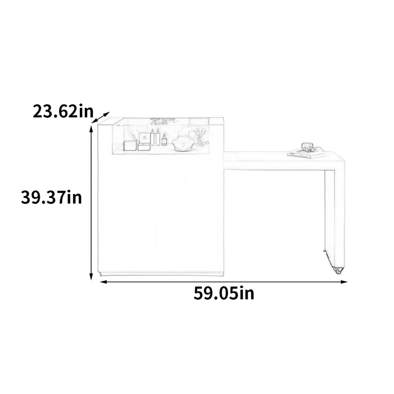 Vitrine multifonctionnelle rétractable, H 39,37 po x l 59,05 po x P 23,62 po