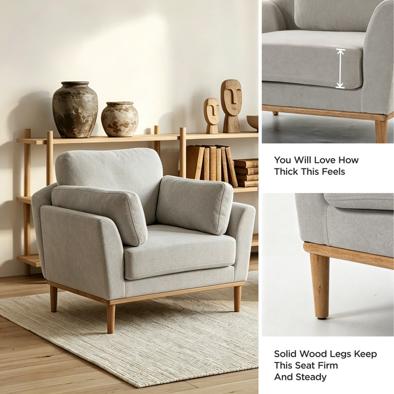 Modern Accent Chair Sofa Chair For Living Room Bedroom, Gray