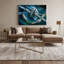 Art mural sur toile bleu, "Sci Fi Space station orbiting Earth"-855199439