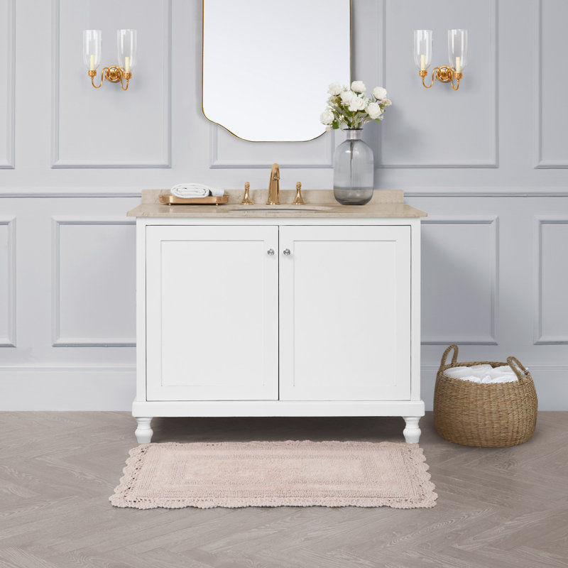 Tapis de bain en coton fabriqué au crochet lavable à la machine Laura Ashley, L 40'' x l 24'', Rougir