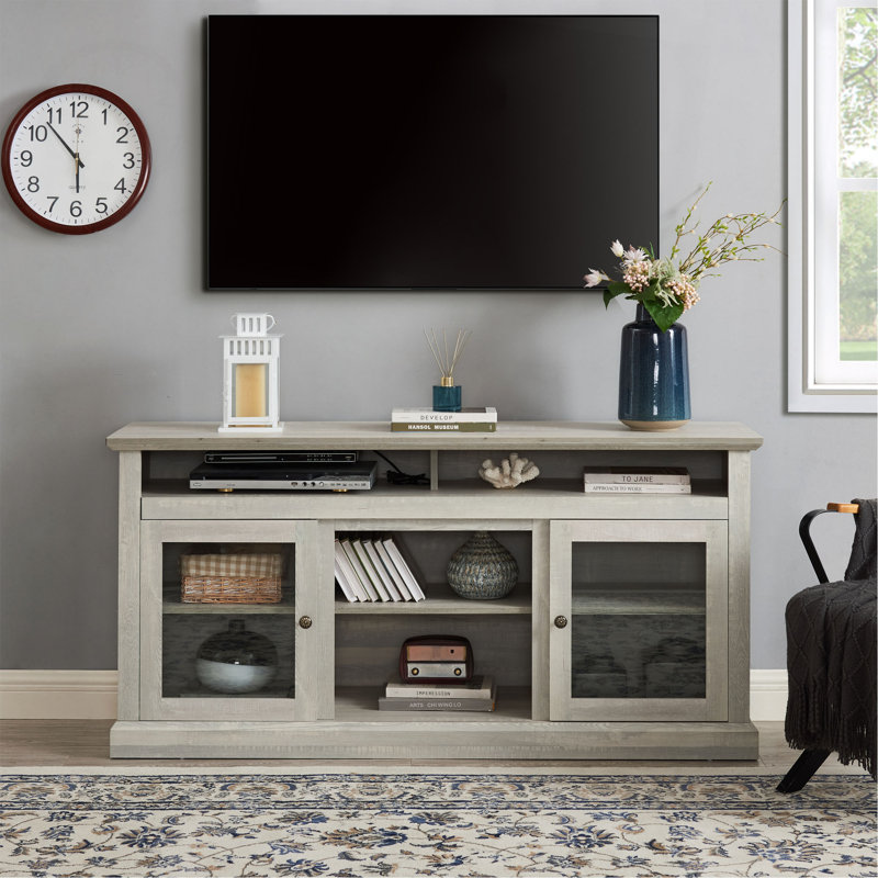 Meuble télé, console de divertissement pour téléviseur de 65 po ou moins Idara, Gris Pierre