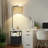 63.19" Floor Lamp With Table And Remote Control Wicker Double Lampshade End Table-112559215