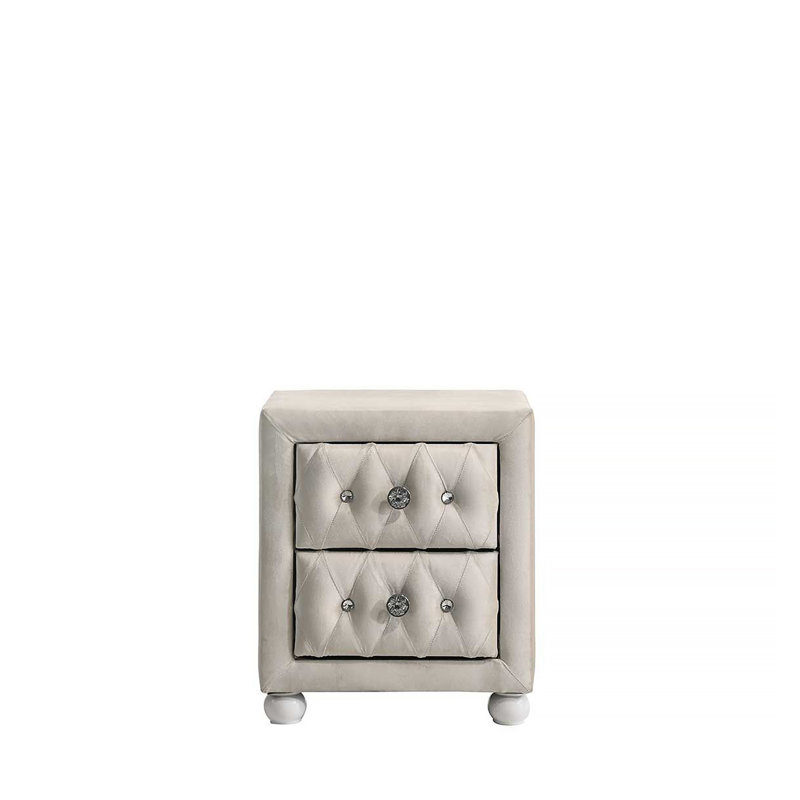 Beige Fabric Nightstand