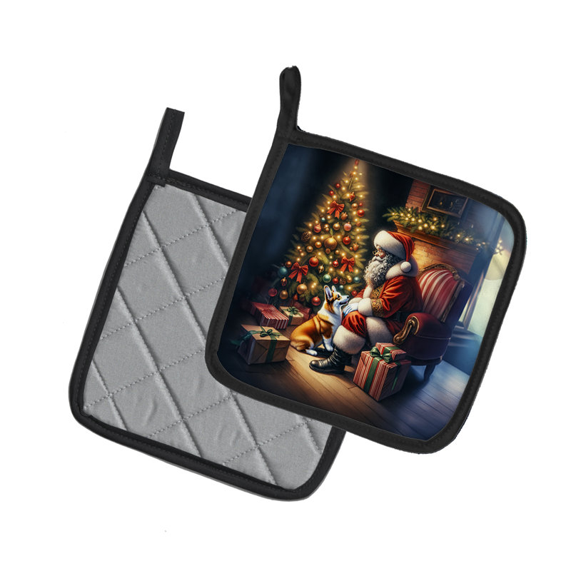 Caroline's Treasures Moments With Santa Polyester Potholder Set