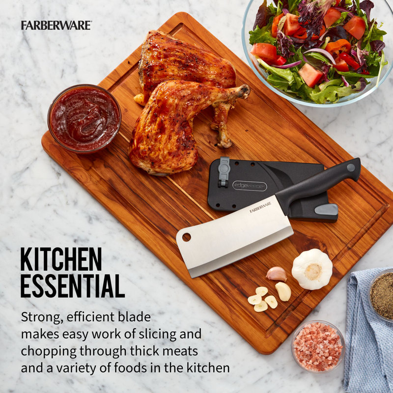 Farberware Farberware Edgekeeper Stamped Stainless Steel Cleaver with Built-In Self-Sharpening Blade Cover