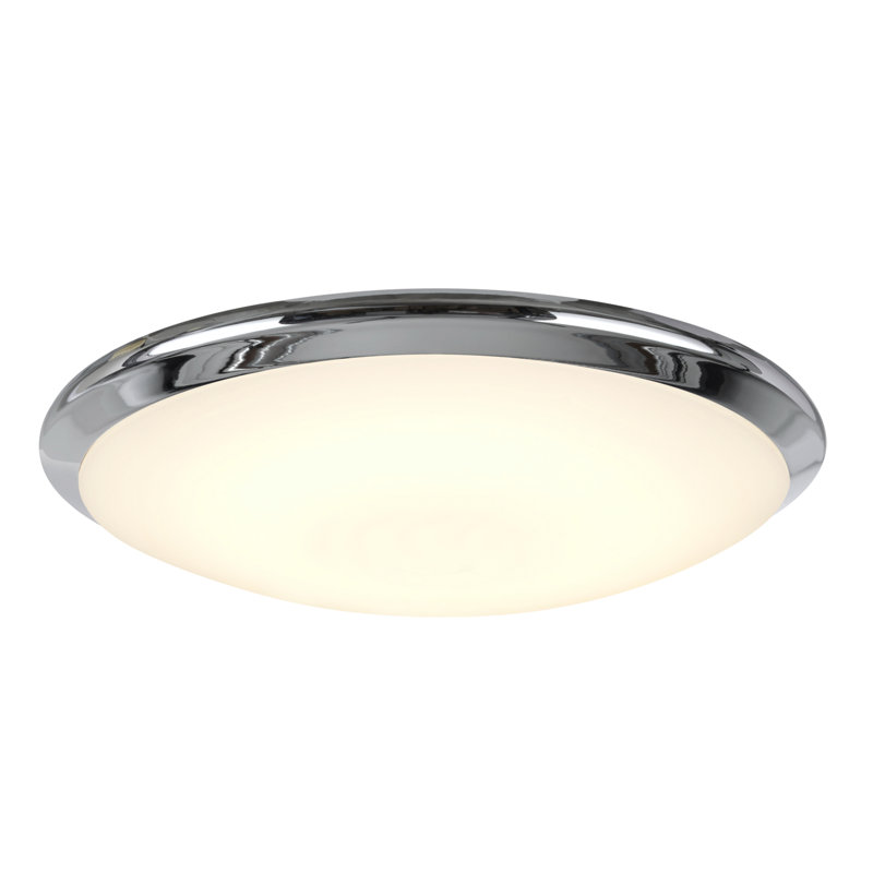 12" Chrome LED Flush Mount Ceiling Light with Frosted Glass Diffuser