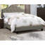 Lit double avec tête de lit tapissier, tissu gris, cadre en bois, arche de chambre à coucher moderne et construction stable pour un style contemporain