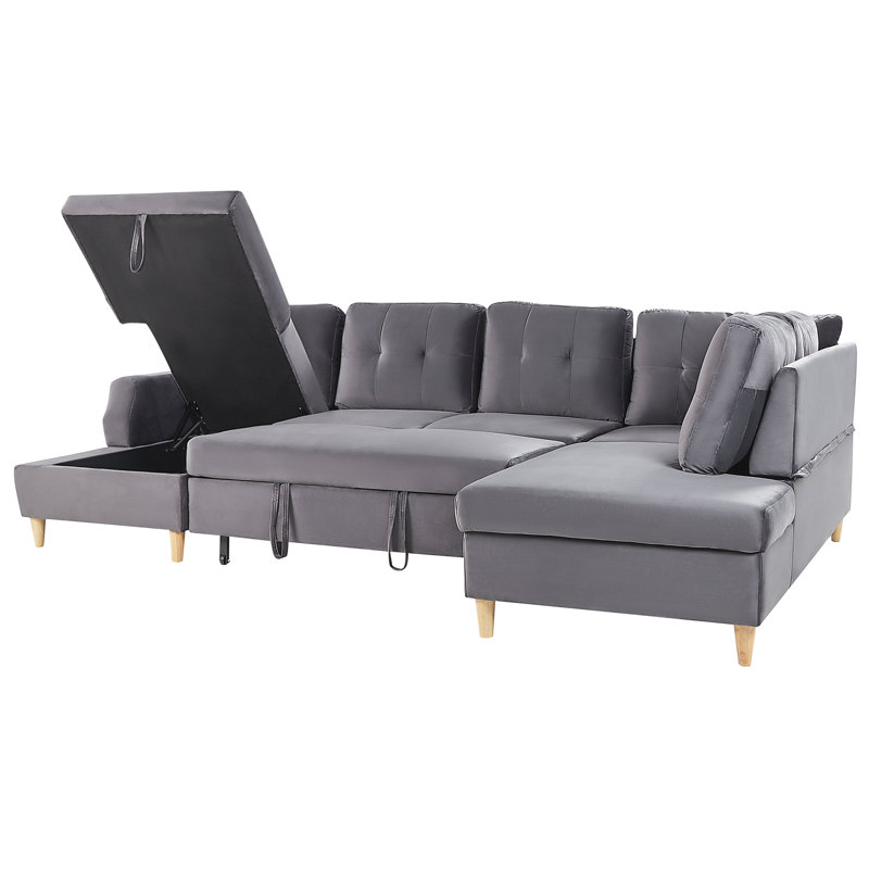 Abdirizaq 4 Seater Velvet Sofa Bed, Grey
