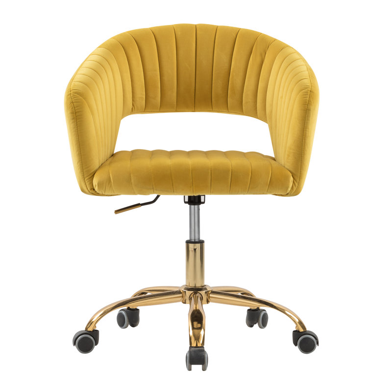 Chaise de travail en velours, Jaune
