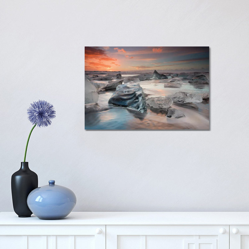 Glacial Lagoon Beach 1 Piece Wrapped Canvas Wall Art, 30.48cm H x 45.72cm W x 1.905cm D