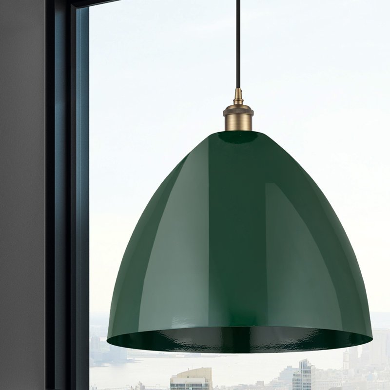 Luminaire suspendu conique 1 lumière, Vert, gris