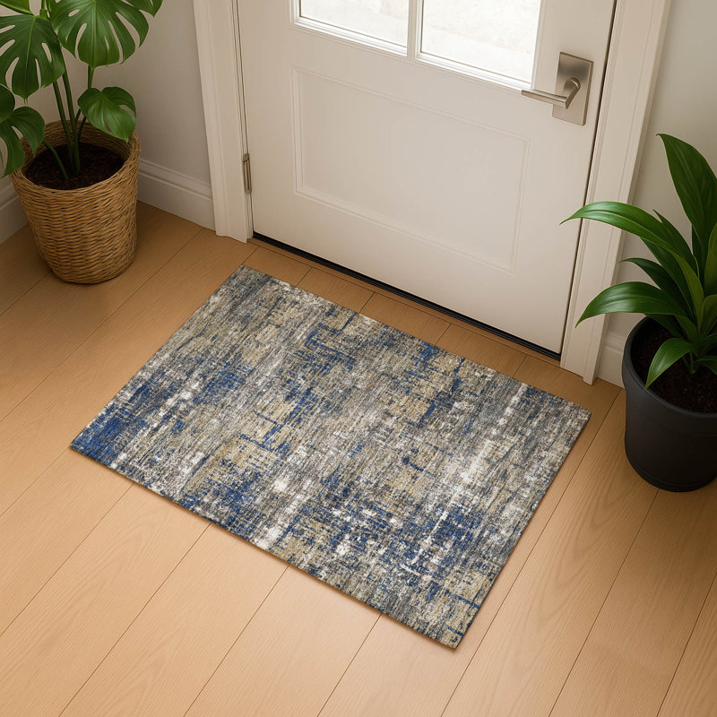 Tapis géométrique de qualité supérieure lavable à la machine Mouton, Rectangle 1 pi 8 po x 2 pi 6 po
