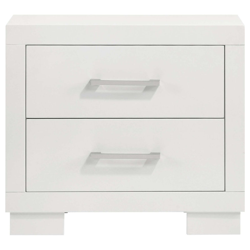 Table de chevet rectangulaire à 2 tiroirs avec poignées barre