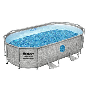  Bestway Power Steel 14' x 42” Round Above Ground Outdoor  Backyard Swimming Pool Set with 680 GPH Filter Pump, Ladder, and Pool Cover  : Patio, Lawn & Garden