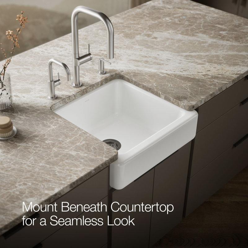 Whitehaven® Self-Trimming 24" L x 22" W Farmhouse Kitchen Sink, White