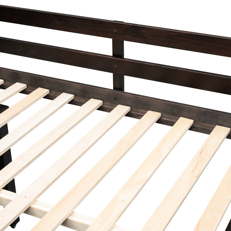 Lit mezzanine avec 3 tiroirs et bureau pratique, rétractable peu encombrant pour la vie moderne, Espresso