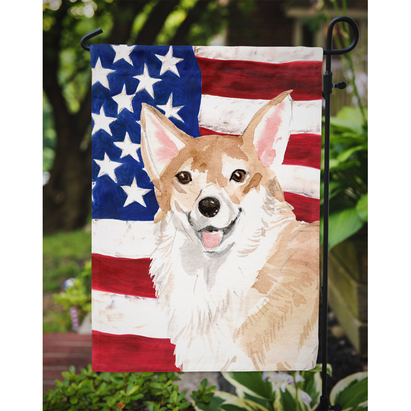 2 côtés en polyester de 2 côtés american drapeau de jardin, Corgi
