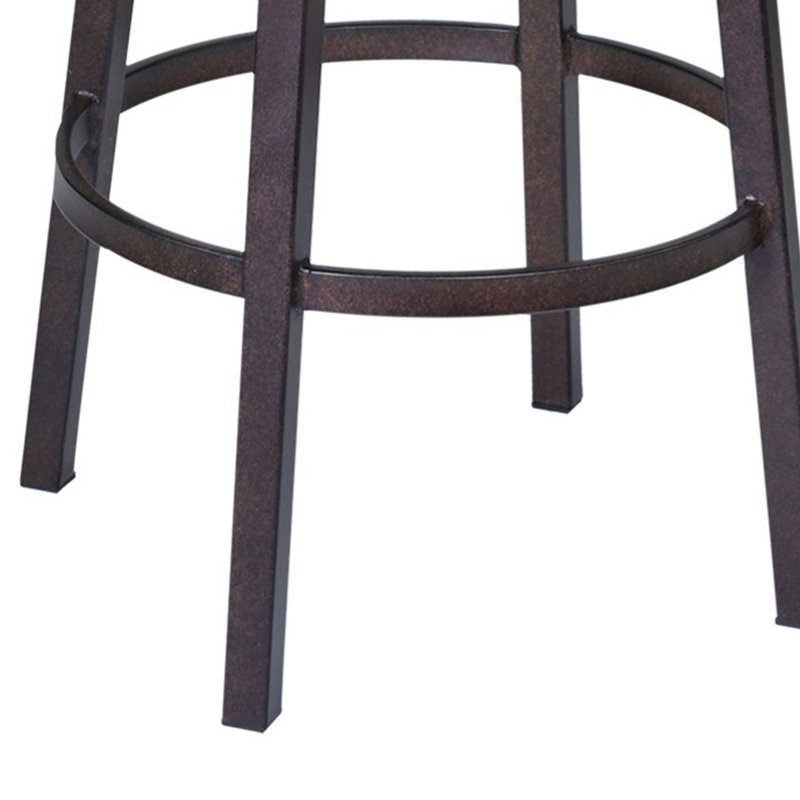Brown Faux Leather and Metal Swivel Bar Stool