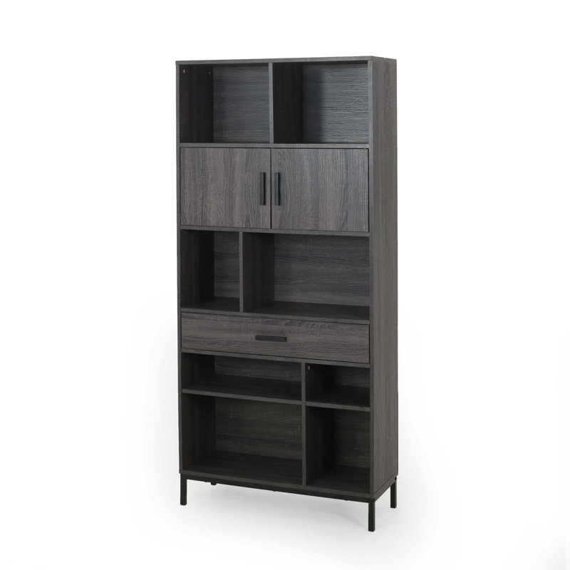 Cherell Storage Bookcase, Dark Grey