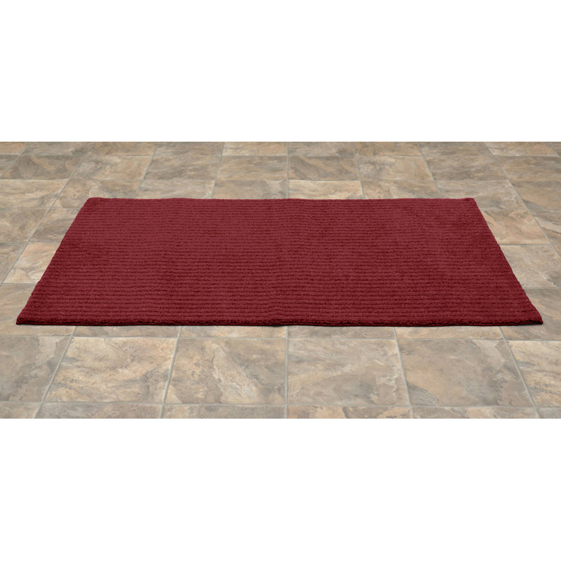 Viridian Nylon Bath Rug with Non-Slip Backing, Chili Pepper Red, 30" x 50"