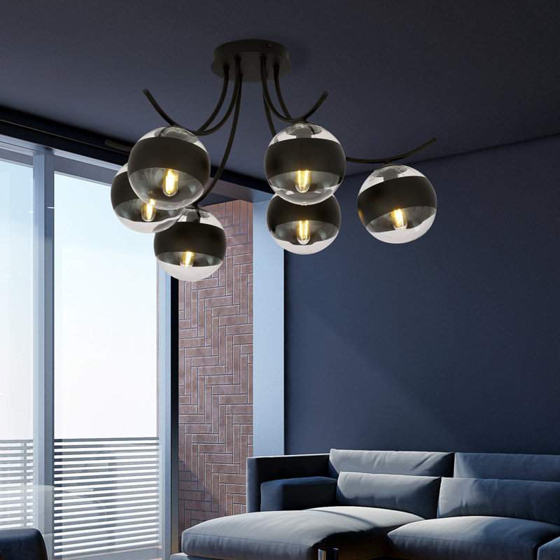 Abdimajid 6 - Light Sputnik Chandelier, Transparent/Black