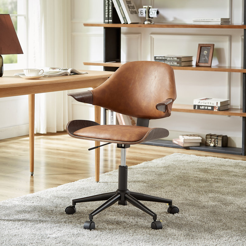 Carmelindo Faux Leather Office Task Chair, Brown